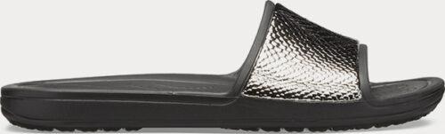 Pantofle Crocs Sloane MetalText Slide W Gunmetal/Black Crocs